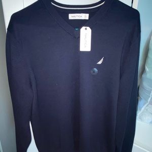 NWT Men’s Navy Nautica V-Neck Sweater